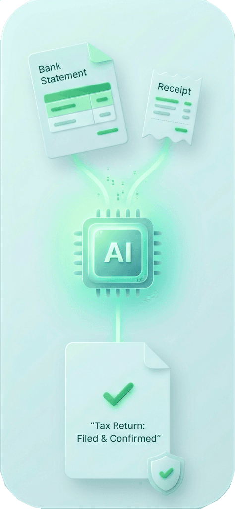 Phone illustration showing AI-powered tax checks